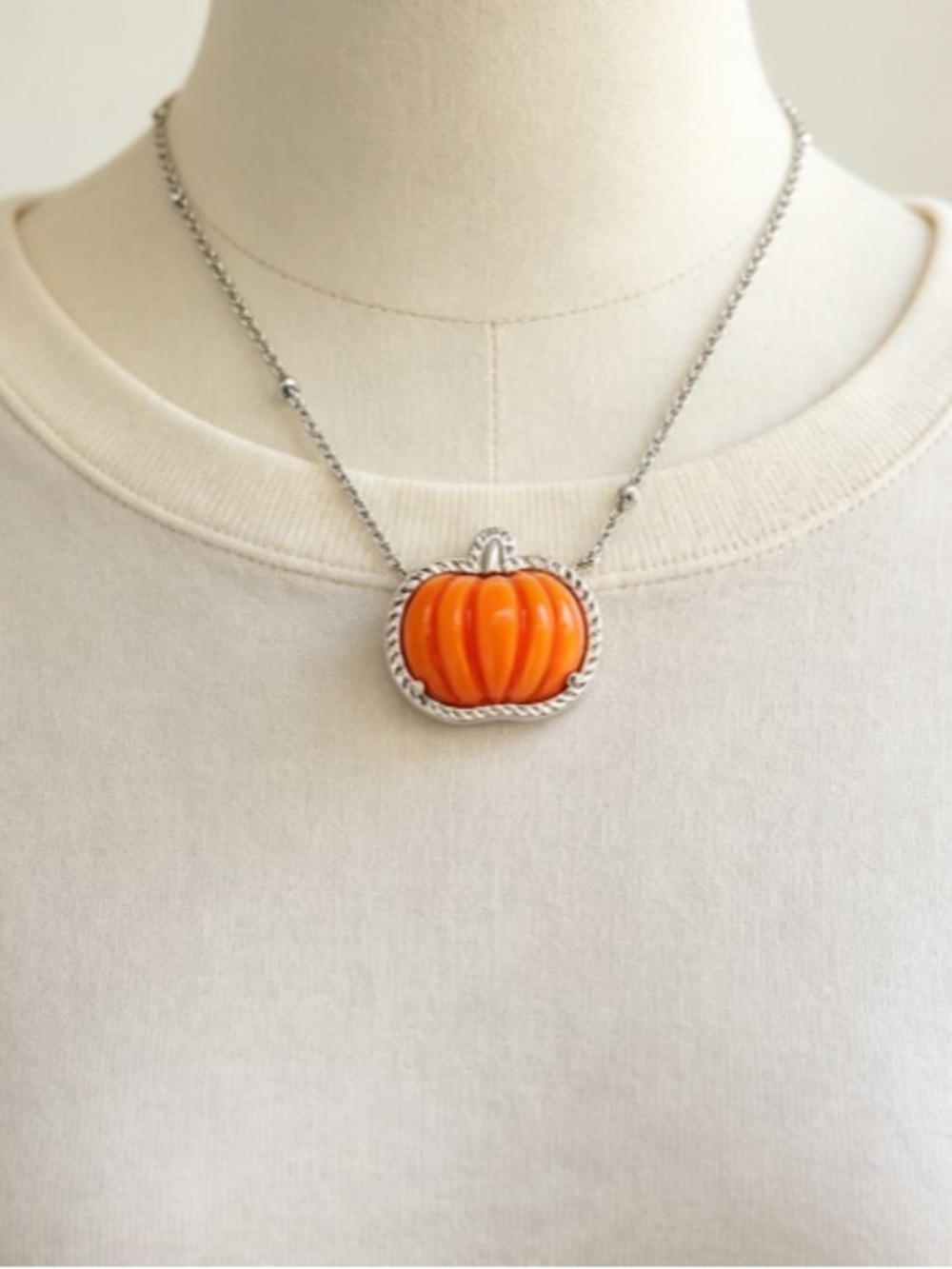 Orange Pumpkin Pendant Necklace - Women Accessories